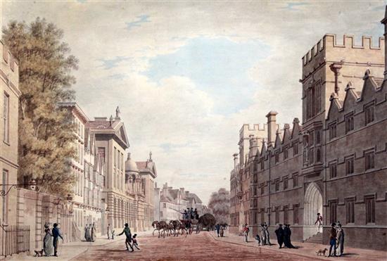 Manner of Paul Sandby (1731-1809) Oxford street scene 14 x 20in.